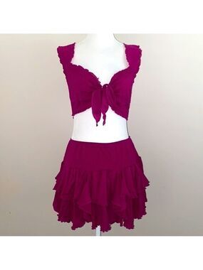 Victoria’s Secret vintage mesh ruffle top & skirt